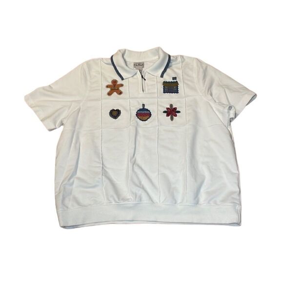 Vintage Koret Christmas Shirt, grandma pullover, white, gingerbread man, 1X, XL - Picture 1 of 6